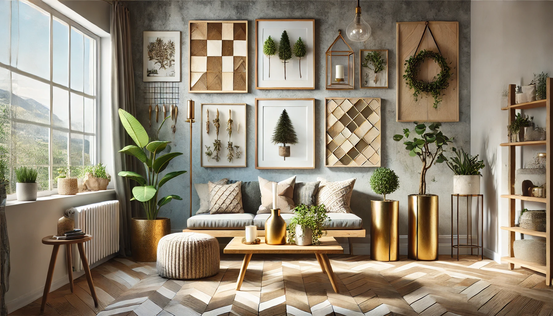 a modern living room transformed with various DIY decor projects.